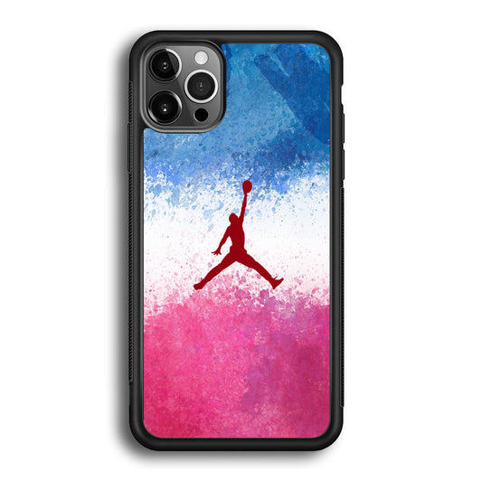 Jordan Logo Blue And Pink Colour Splash iPhone 12 Pro Max Case