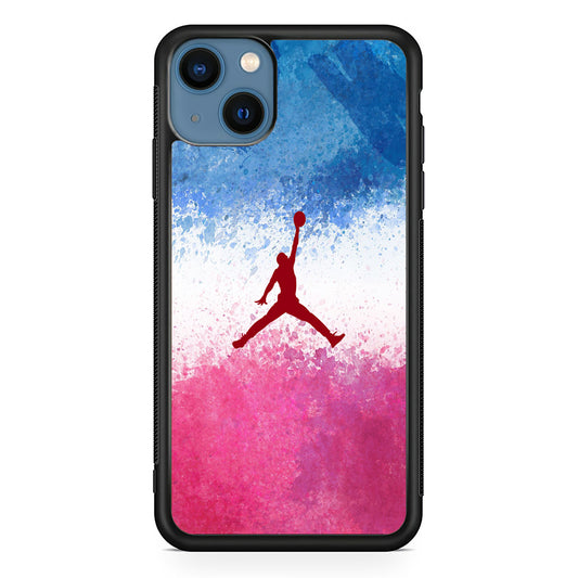 Jordan Logo Blue And Pink Colour Splash iPhone 13 Case