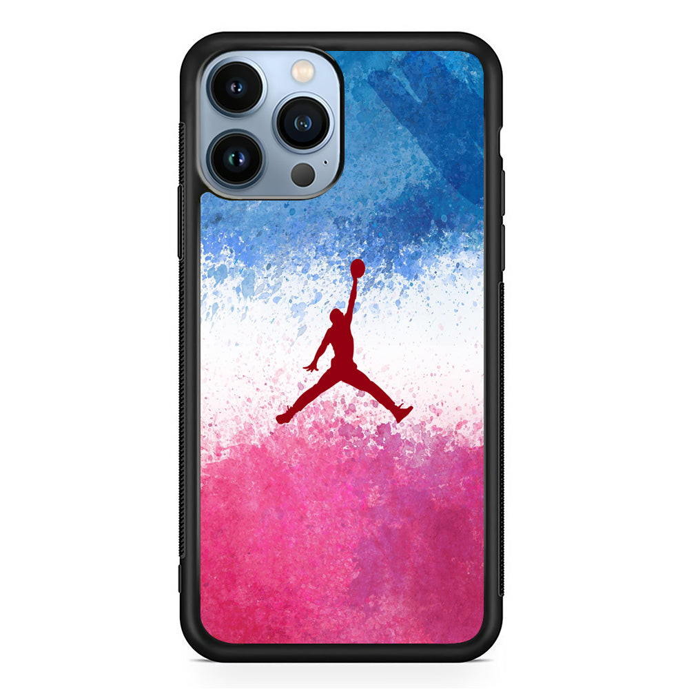 Jordan Logo Blue And Pink Colour Splash iPhone 13 Pro Max Case