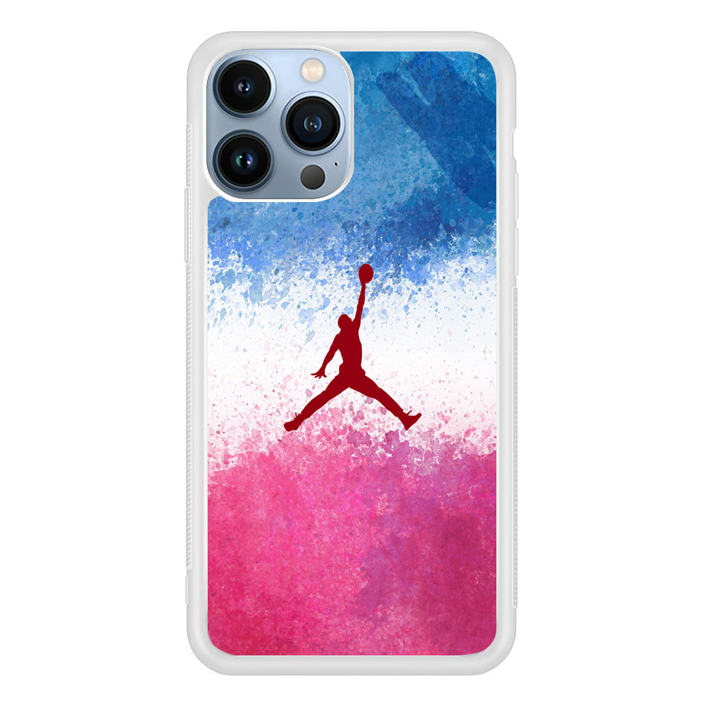 Jordan Logo Blue And Pink Colour Splash iPhone 13 Pro Case