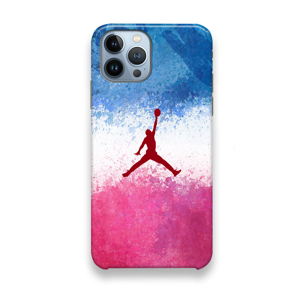 Jordan Logo Blue And Pink Colour Splash iPhone 13 Pro Max Case