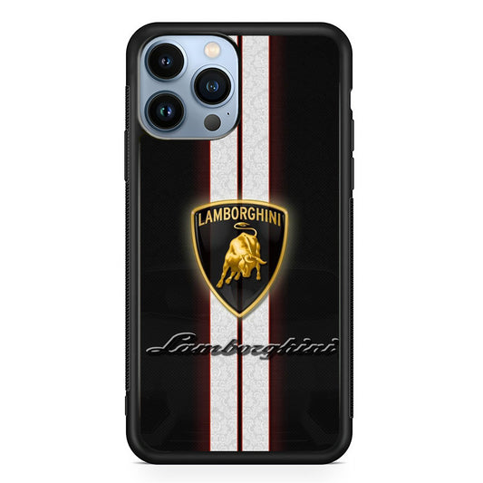 Lamborghini Black Stripe White Emblem iPhone 13 Pro Max Case