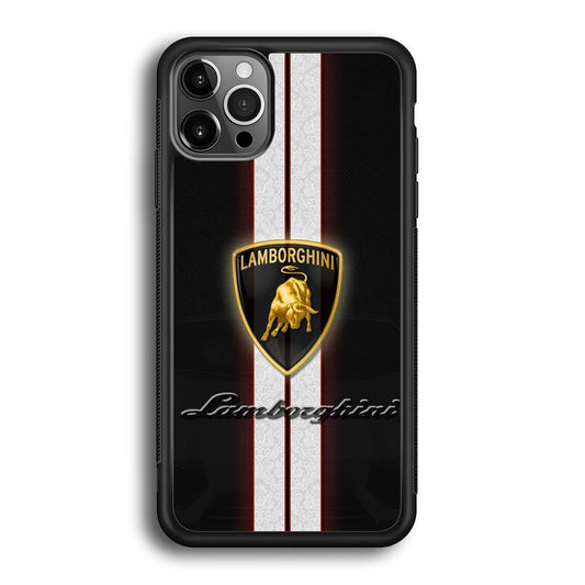 Lamborghini Black Stripe White Emblem iPhone 12 Pro Max Case