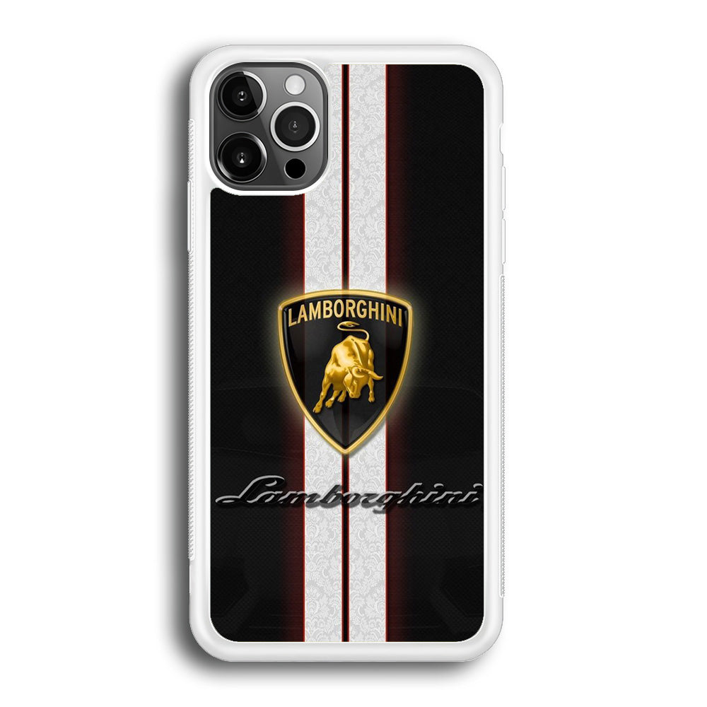 Lamborghini Black Stripe White Emblem iPhone 12 Pro Max Case
