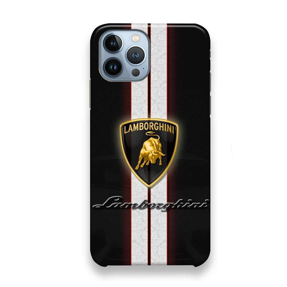 Lamborghini Black Stripe White Emblem iPhone 13 Pro Max Case