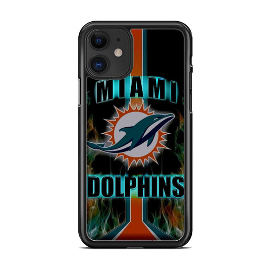 NFL Miami Dolphins On Fire iPhone 11 Case