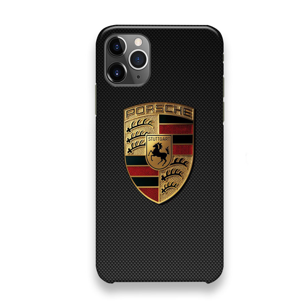 Porsche Black Carbon Gold Logo iPhone 12 Pro Max Case