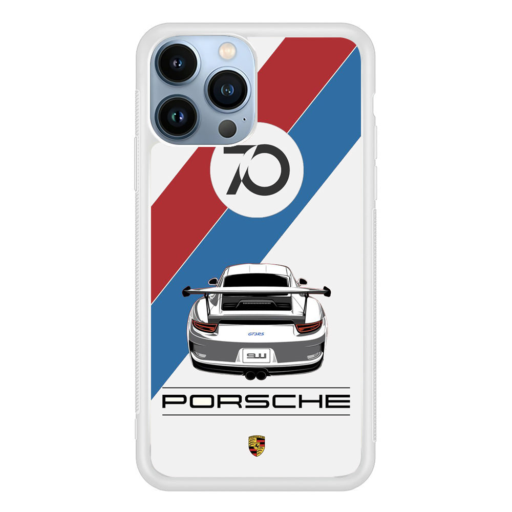 Porsche White Car Stripe iPhone 13 Pro Max Case