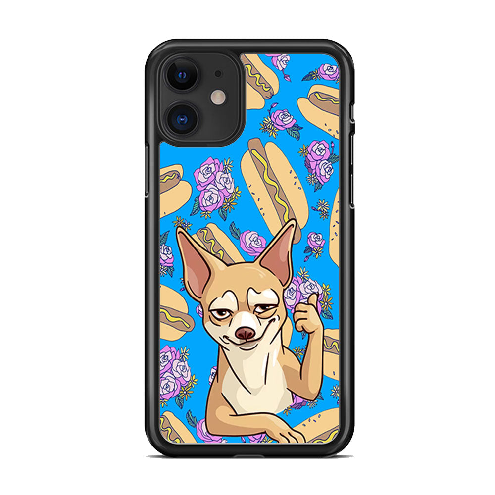Chihuahua and Hot Dog Bid iPhone 11 Case