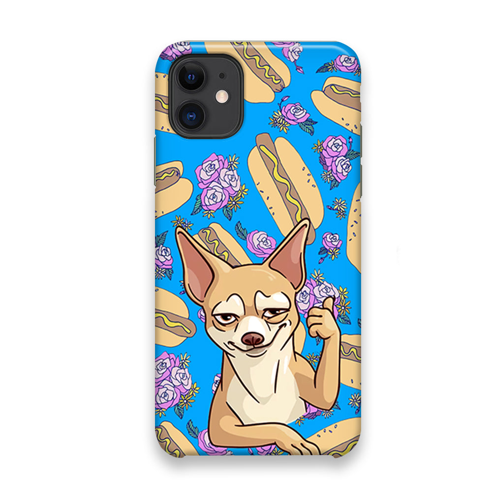 Chihuahua and Hot Dog Bid iPhone 11 Case
