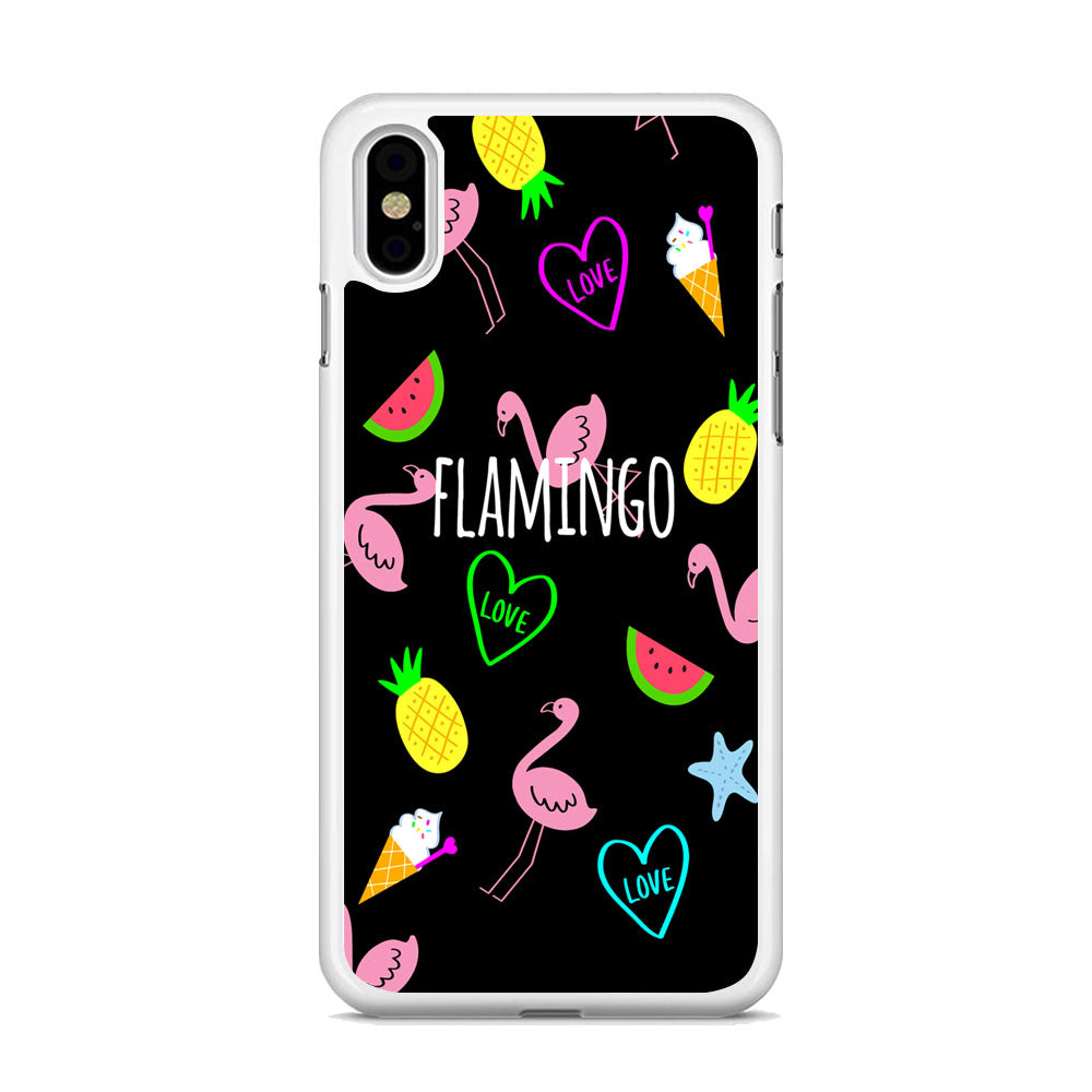 Flamingo Black Fruit iPhone Xs Case - milcasestore