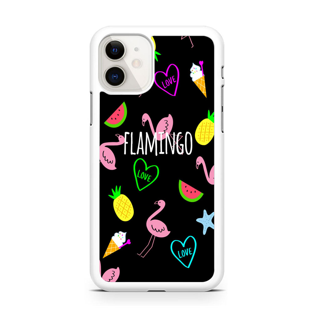 Flamingo Black Fruit iPhone 11 Case