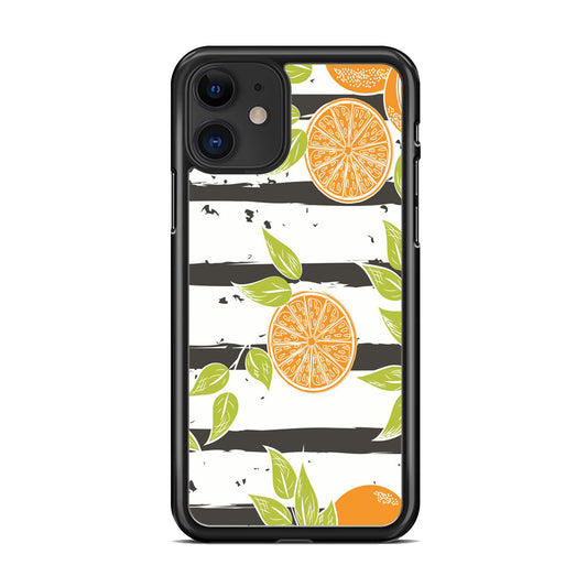 Fruit Orange Stripe White iPhone 11 Case