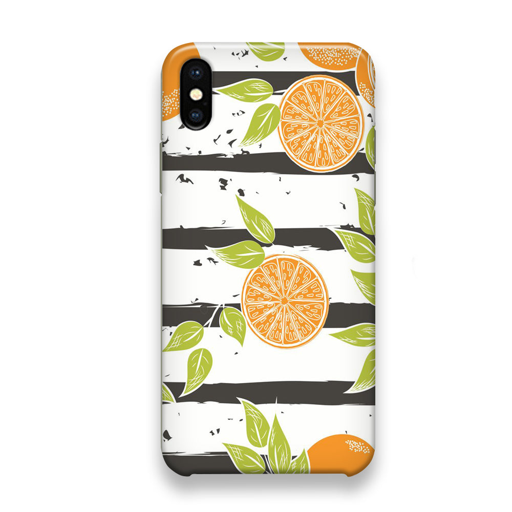 Fruit Orange Stripe White iPhone Xs Case