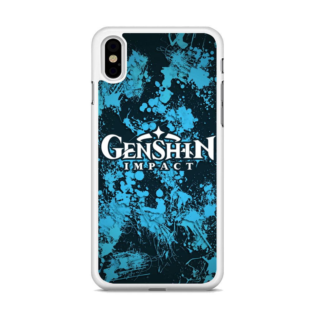 Genshin Impact Logo Blue Splash iPhone Xs Case