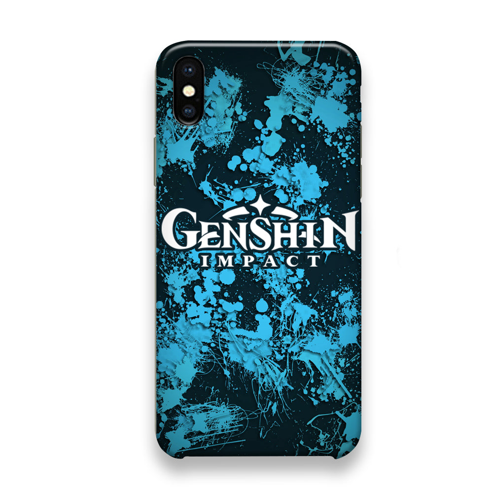 Genshin Impact Logo Blue Splash iPhone Xs Case