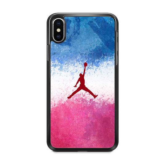 Jordan Logo Blue And Pink Colour Splash iPhone Xs Case