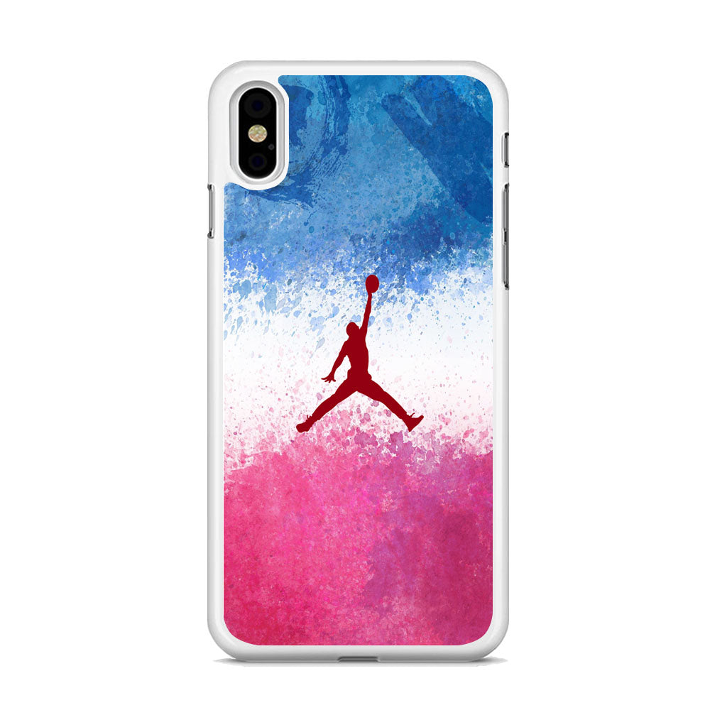 Jordan Logo Blue And Pink Colour Splash iPhone Xs Case