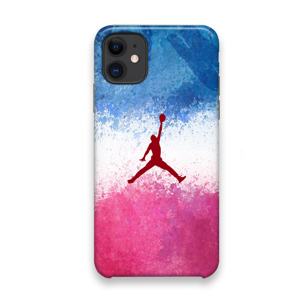 Jordan Logo Blue And Pink Colour Splash iPhone 11 Case