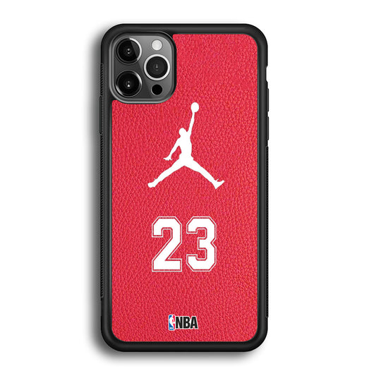 Jordan Red Leather Motif iPhone 12 Pro Max Case