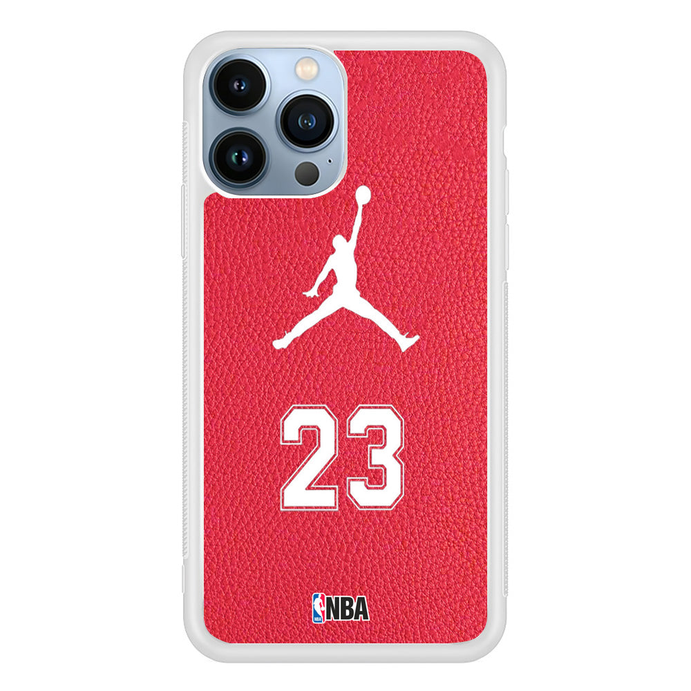 Jordan Red Leather Motif iPhone 13 Pro Max Case