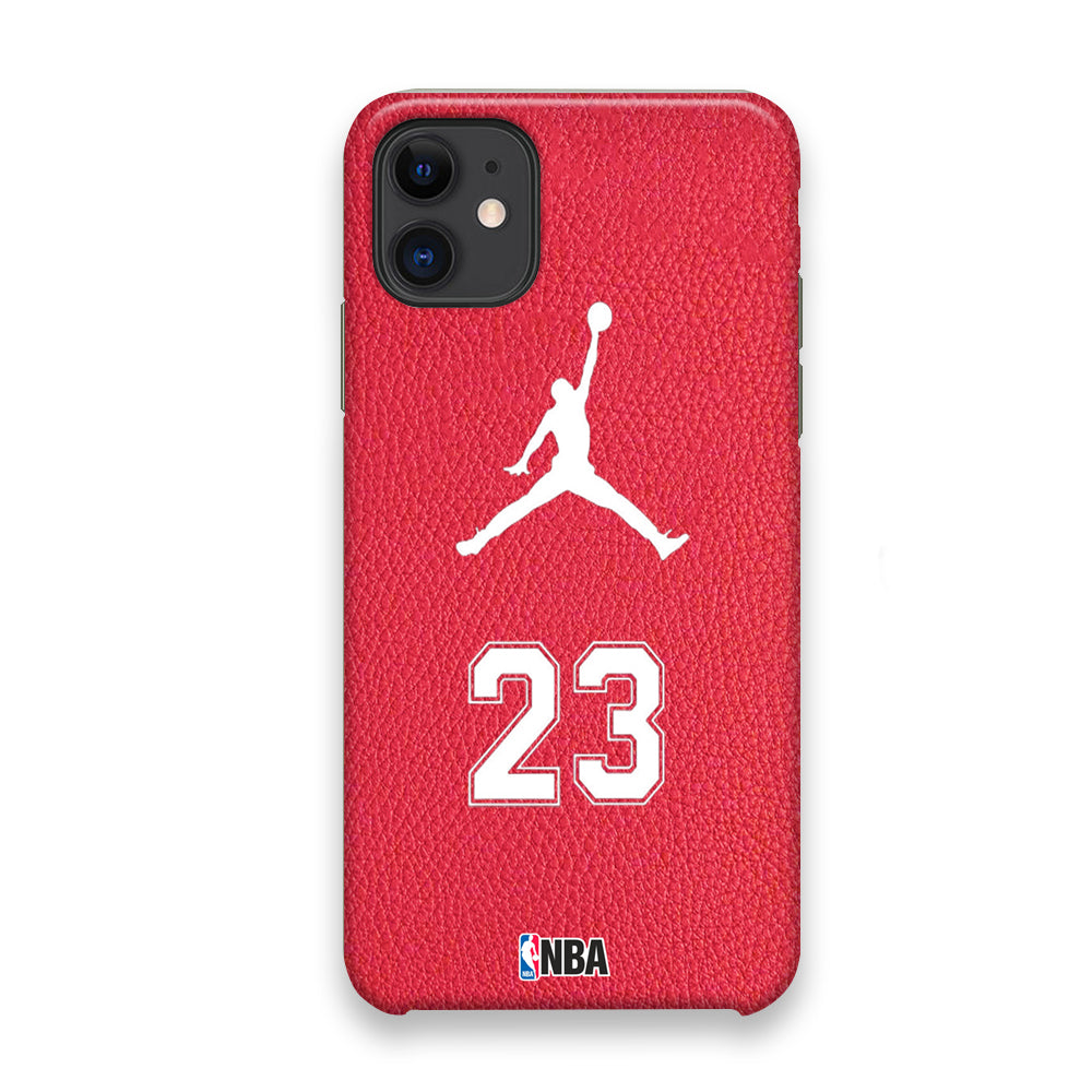 Jordan Red Leather Motif iPhone 11 Case