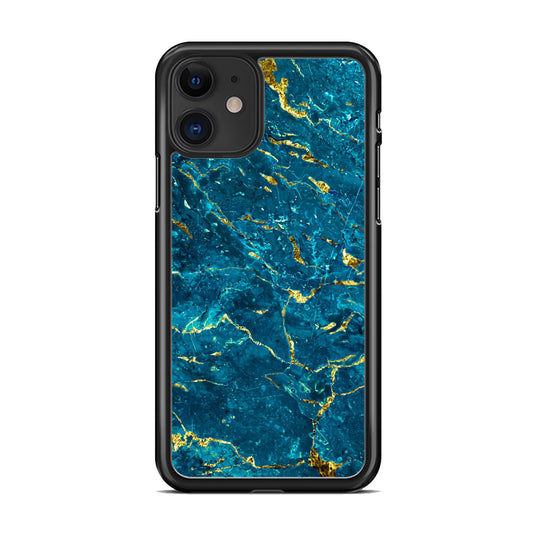 Marble Navy Blue and Gold Line iPhone 11 Case