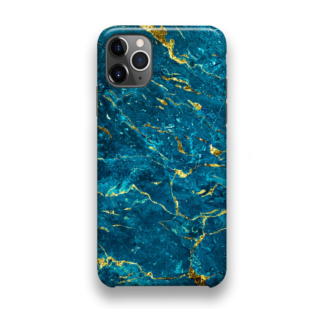 Marble Navy Blue and Gold Line iPhone 11 Pro Case