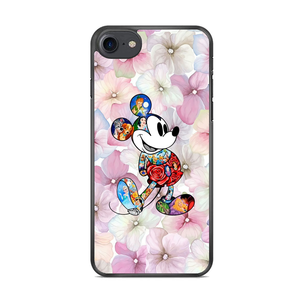 Mickey Colored on Flower iPhone 8 Case
