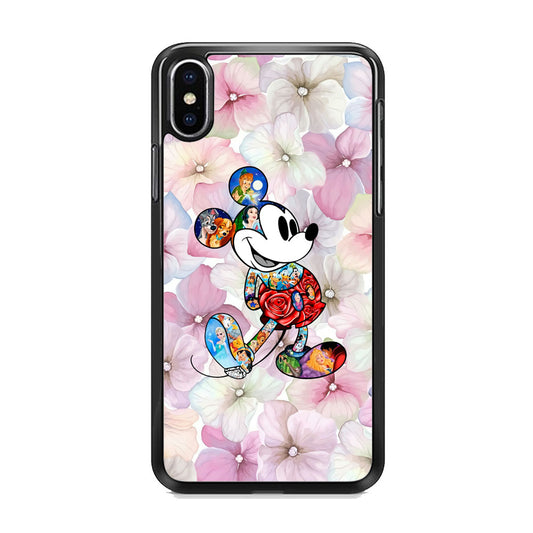 Mickey Colored on Flower iPhone Xs Case