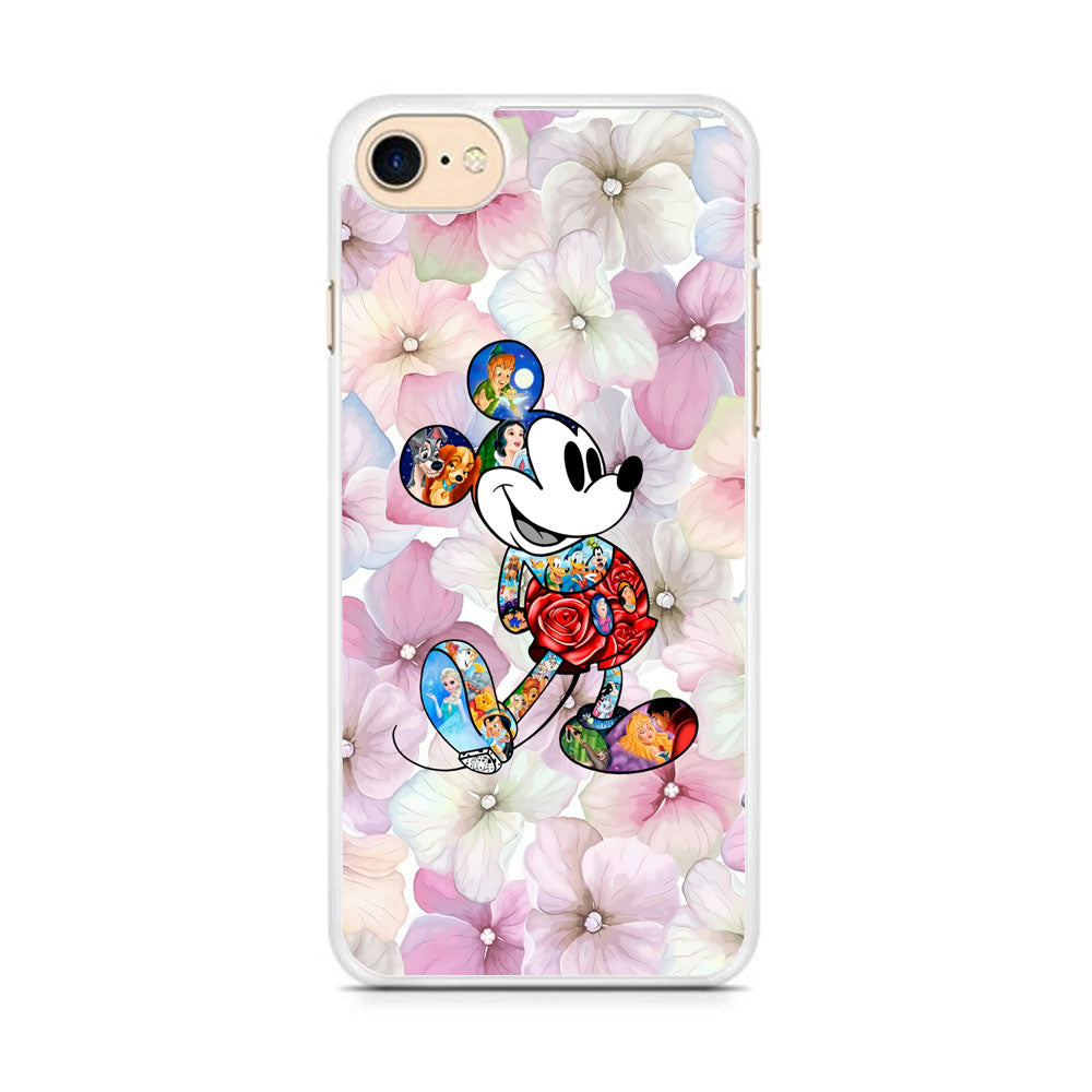 Mickey Colored on Flower iPhone 8 Case